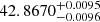 Mathematical equation: $ 42.8670^{+0.0095}_{-0.0096} $