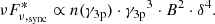 Mathematical equation: $$ \begin{aligned} {\nu F_{\nu , _{\rm sync}}^*} \propto n({\gamma _{\rm 3p}}) \cdot {\gamma _{\rm 3p}}^3 \cdot B^2 \cdot \delta ^4. \end{aligned} $$