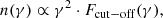 Mathematical equation: $$ \begin{aligned} n (\gamma )&\propto \gamma ^{2} \cdot F_{\rm cut-off}(\gamma ), \end{aligned} $$