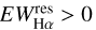 Mathematical equation: $EW_{{\rm{H}}\alpha }^{{\rm{res}}} > 0