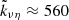 Mathematical equation: $ \tilde{k}_{\nu\eta}\approx 560 $