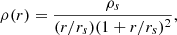 Mathematical equation: $$ \begin{aligned} \rho (r) = \frac{\rho _s}{(r/r_s)(1+r/r_s)^2}, \end{aligned} $$