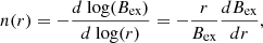 Mathematical equation: $$ \begin{aligned} n(r) = -\frac{d\ \mathrm {log}(B_{\rm {ex}})}{d\ \mathrm {log}(r)}=-\frac{r}{B_{\rm {ex}}} \frac{dB_{\rm {ex}}}{dr}, \end{aligned} $$