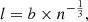 Mathematical equation: $$ \begin{aligned} l = b \times n^{-\frac{1}{3}}, \end{aligned} $$