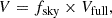 Mathematical equation: $$ \begin{aligned} V = f_{\text{sky}} \times V_{\text{full}}, \end{aligned} $$