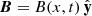 Mathematical equation: $ \boldsymbol{B}=B(x,t)\, {{\hat{\mathbf{y}}}} $