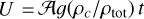 Mathematical equation: $U=\mathcal{A}g(\rho_c/\rho_{\rm tot})\,t$