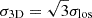 Mathematical equation: $ \sigma_\mathrm{{3D}} = \sqrt{3}\sigma_\mathrm{{los}} $