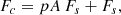 Mathematical equation: $$ \begin{aligned} F_c = pA\,F_s + F_s, \end{aligned} $$