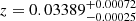 Mathematical equation: $ z=0.03389^{+0.00072}_{-0.00025} $