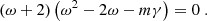 Mathematical equation: $$ \begin{aligned} \left(\omega +2\right)\left(\omega ^2-2\omega -m\gamma \right) = 0\; . \end{aligned} $$