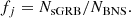 Mathematical equation: $$ \begin{aligned} f_j = N_{\text{sGRB}} / N_{\text{BNS}} .\end{aligned} $$
