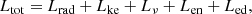 Mathematical equation: $$ \begin{aligned} L_{\rm tot} = L_{\rm rad}+L_{\rm ke}+L_{\nu }+L_{\rm en}+L_{\rm ed}, \end{aligned} $$