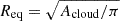 Mathematical equation: $ R_{\mathrm{eq}} = \sqrt{A_{\mathrm{cloud}}/\pi} $
