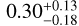 Mathematical equation: $\[0.30_{-0.18}^{+0.13}\]$