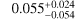 Mathematical equation: $\[0.055_{-0.054}^{+0.024}\]$