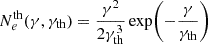 Mathematical equation: $$ \begin{aligned} N_e^\mathrm{th}(\gamma ,\gamma _{\rm th}) = \dfrac{\gamma ^2}{2\gamma _{\rm th}^3} \exp \!\left(-\dfrac{\gamma }{\gamma _{\rm th}}\right) \end{aligned} $$