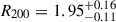 Mathematical equation: $ R_{200} = 1.95_{-0.11}^{+0.16}\, $