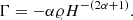 Mathematical equation: $$ \begin{aligned} \Gamma = -\alpha \varrho H^{-(2\alpha +1)}. \end{aligned} $$