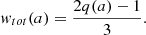 Mathematical equation: $$ \begin{aligned} w_{tot}(a) = \frac{2q(a) - 1}{3}. \end{aligned} $$
