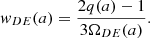 Mathematical equation: $$ \begin{aligned} w_{DE}(a) = \frac{2q(a) - 1}{3\Omega _{DE}(a)}. \end{aligned} $$