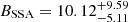 Mathematical equation: $ B_{\mathrm{SSA}}=10.12^{+9.59}_{-5.11} $