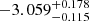 Mathematical equation: $ -3.059^{+0.178}_{-0.115} $