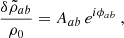 Mathematical equation: $$ \begin{aligned} \frac{\delta \tilde{\rho }_{ab}}{\rho _0} = A_{ab}\,e^{i\phi _{ab}}\ , \end{aligned} $$