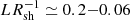 Mathematical equation: $ L R_{\mathrm{sh}}^{-1}\simeq 0.2{-}0.06 $