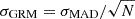 Mathematical equation: $ \sigma_{\mathrm{GRM}} = \sigma_{\mathrm{MAD}}/\sqrt{N} $