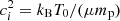 Mathematical equation: $ c_i^2 = k_{\rm B}T_0/(\mu m_{\rm p}) $