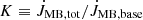 Mathematical equation: $ K \equiv \dot{J}_{\mathrm{MB,tot}}/\dot{J}_{\mathrm{MB,base}} $