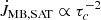 Mathematical equation: $ \dot{J}_{\mathrm{MB, SAT}}\propto\tau_c^{-2} $