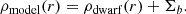 Mathematical equation: $$ \begin{aligned} \rho _{\rm model}(r) = \rho _{\rm dwarf}(r) + \Sigma _{b} . \end{aligned} $$