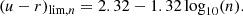 Mathematical equation: $$ \begin{aligned} (u-r)_{\text{lim},n} = 2.32-1.32\log _{10}(n). \end{aligned} $$