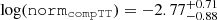 Mathematical equation: $ \log(\mathtt{norm}_{\mathtt{compTT}}) = -2.77^{+0.71}_{-0.88} $