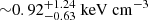 Mathematical equation: $ {\sim} 0.92_{-0.63}^{+1.24}\ \mathrm{keV\ cm}^{-3} $