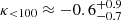 Mathematical equation: $ \kappa_{ < 100} \approx -0.6^{+0.9}_{-0.7} $