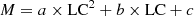 Mathematical equation: $$ \begin{aligned} M = a\times \mathrm{LC} ^2 + b \times \mathrm{LC} + c \end{aligned} $$