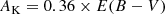 Mathematical equation: $$ \begin{aligned} A_{\rm K} = 0.36 \times E(B-V) \end{aligned} $$