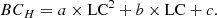 Mathematical equation: $$ \begin{aligned} BC_H = a\times \mathrm{LC} ^2 + b \times \mathrm{LC} + c. \end{aligned} $$