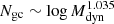 Mathematical equation: $ N_{\mathrm{gc}} \sim \log M_{\mathrm{dyn}}^{1.035} $