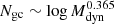 Mathematical equation: $ N_{\mathrm{gc}} \sim \log M_{\mathrm{dyn}}^{0.365} $