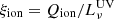Mathematical equation: $ \xi_{\mathrm{ion}} = Q_{\mathrm{ion}} / L_{\nu}^{\mathrm{UV}} $