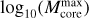 Mathematical equation: $\log_{10}(M_{\rm core}^{\rm max})$