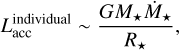Mathematical equation: L_{\rm acc}^{\rm individual} \sim \frac{G M_\star \dot M_\star}{R_\star},
