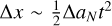 Mathematical equation: $\Delta x \sim \frac{1}{2} \Delta a_N t^2$
