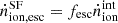 Mathematical equation: $ \dot{n}^{\mathrm{SF}}_{\mathrm{ion, esc}} = f_{\mathrm{esc}} \dot{n}^{\mathrm{int}}_{\mathrm{ion}} $