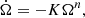 Mathematical equation: $$ \begin{aligned} \dot{\Omega } = -K \Omega ^n, \end{aligned} $$