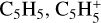 Mathematical equation: $\[\mathrm{C}_5 \mathrm{H}_5, \mathrm{C}_5 \mathrm{H}_5^{+}\]$